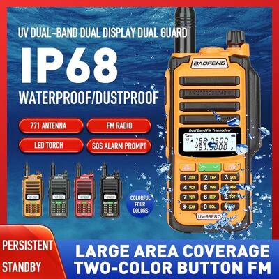 ซื้อ 2024 New Arrival Baofeng UV-98 Pro 10W Output Power IP67 Waterproof Dual Band Two Way Radio Walkie Talkie การผลิตออนไลน์